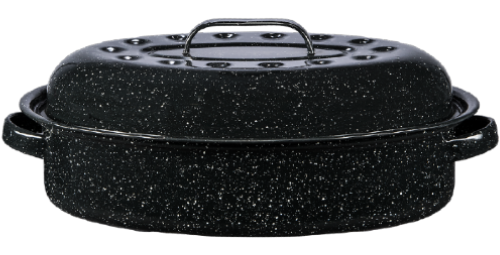 Granite Ware Oval Roaster 19 inch with Lid (Speckled Black) - Enamelware  roasting pan. Home or on the Grill. Great Grilling, Boiling, Baking or