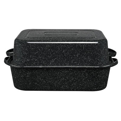 Granite Ware 3 piece multiuse set. Enameled steel bake, broiler pan, and  grill with rack. Versatile for oven and direct fire cooking. Resists up to
