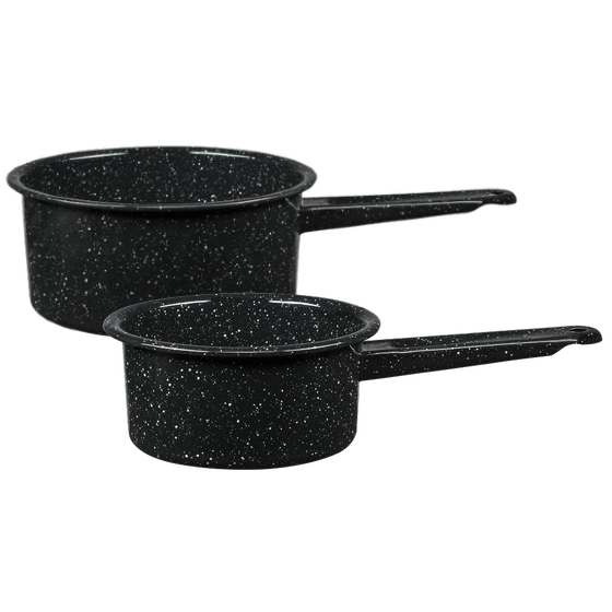 Millvado 2 Pack Granite Saucepans: Naturally Nonstick Sauce Pots - Speckled  Enamel Ware Cookware – 1 and 2 Quart Sauce Pans for Cooking and Boiling 