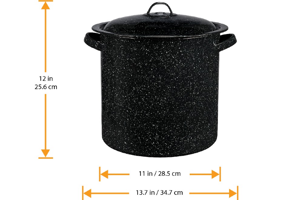 Granite Ware Enamelware 15.5 Qt Stock Pot with Lid. (Speckled Black) Great  for Seafood, Soups, Sauce, Large Capacity. Easy to Clean. Dishwasher Safe.